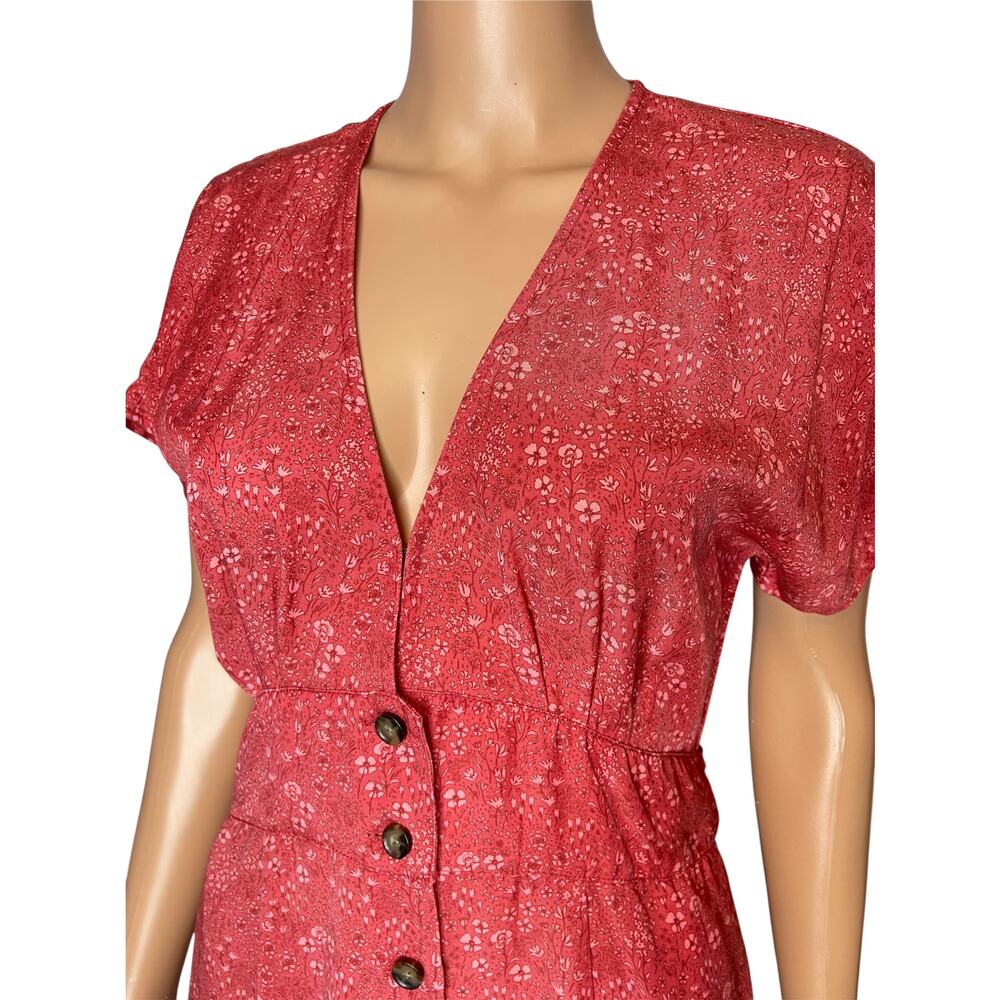 Marine Layer Camila Mini Dress size M Floral V neck Button Front Tencel - Picture 4 of 15